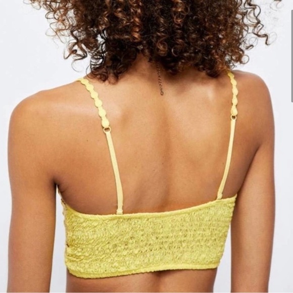 💛Free People💛 Sunny Day - Embroidered Lace Bralette Yellow - Picture 2 of 5